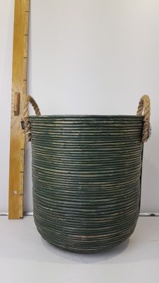 Basket stripe d40h45cm olive greenwash