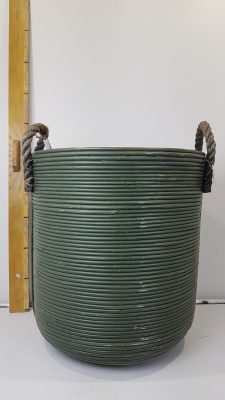 Basket stripe d45h50cm olive greenwash