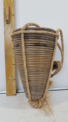 Hanging basket stripe with rope d25h35cm