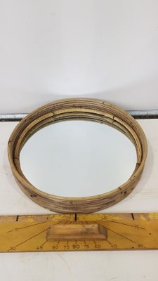 Stripe mirror rattan grey d30h5cm