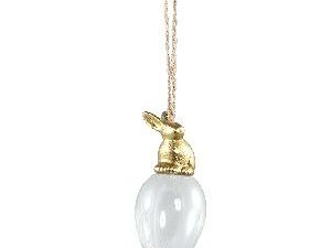 Alexia Gold glass hanging easter egg with rabbit