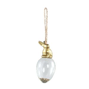 Alexia Gold glass hanging easter egg with rabbit