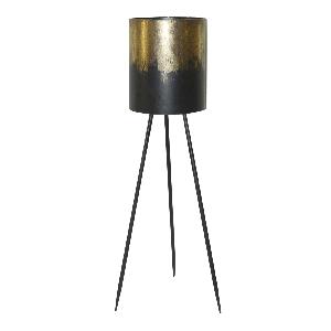Kacy Gold metallic iron planter round black legs
