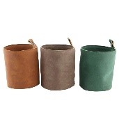 Planter leather Ø13.5x16cm w/pl C/3