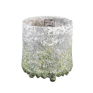 Zella Grey Green cement pot on feet round M