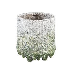 Zella Grey Green cement pot on feet round S