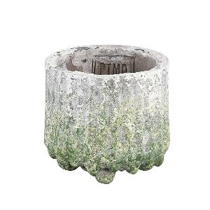 Zella Grey Green cement pot on feet round XXS