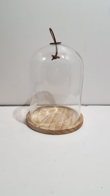 bell on base glass / wood 23x23x30cmtransparent