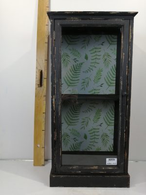 cabinet wood with green/cream print inside 38x25x78cm