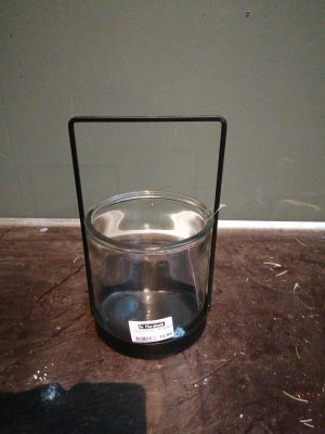 candle holder glass / metal 15.5×15.5x26cmblack