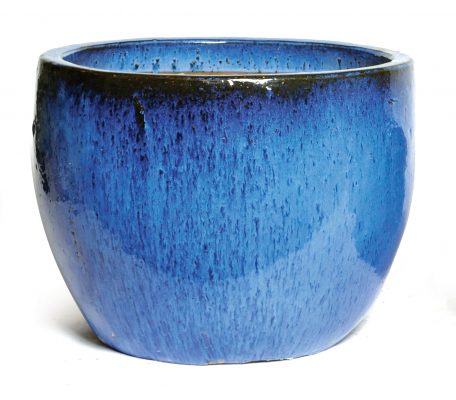 glazed egg pot blue d38h32