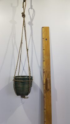 hanging pot stripe green d15h14cm