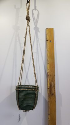 hanging pot stripe green d18h16cm