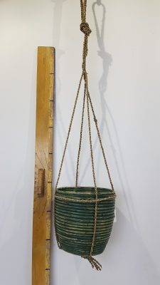 hanging pot stripe green d20h19cm