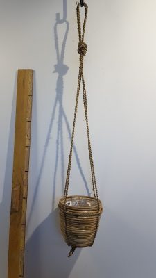hanging pot stripe grey d15h14cm