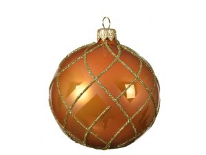 Kerstbal glasHalter etiketdia8cm - amber