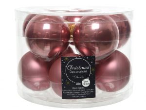 Kerstballen glas mixdia6cm - Velours roz