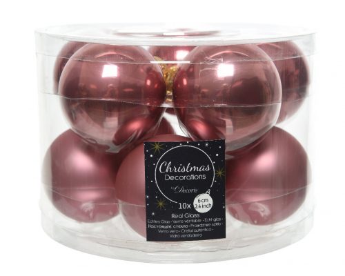 kerstballen glas mixdia6cm – velours roz