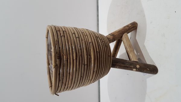 pot stripe wooden legs grijs d18h28cm