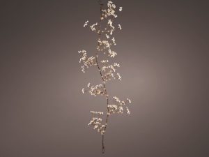 Micro LED slinger pvc white flowerH120cm - wit/warm wit