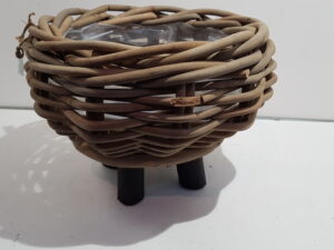 basket on legs cl rattan grey d43h44cm