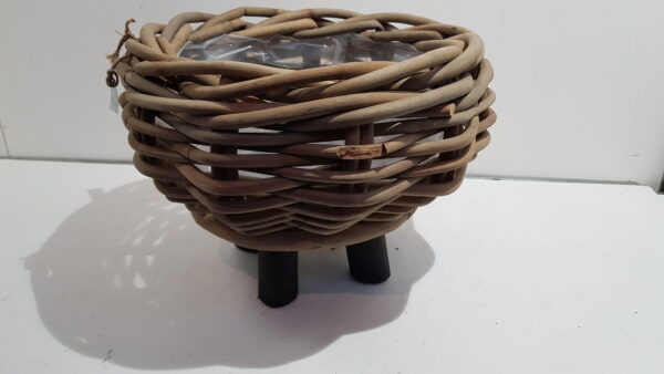 basket on legs cl rattan grey d43h44cm