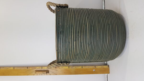 Basket stripe d35h40cm olive greenwash