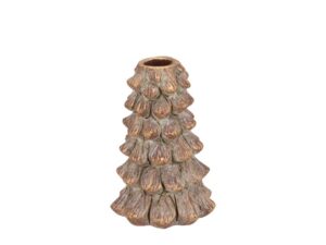 concrete golden pine tree candle holder