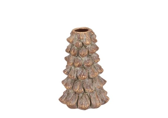 concrete golden pine tree candle holder