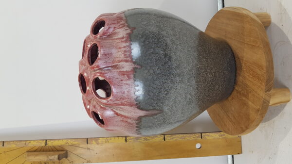 coral 3 vase holes grey-bordeaux 28x33cm