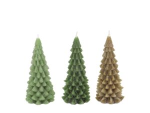 frosty green mix x-mas tree candle 6x12c