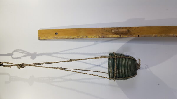 hanging pot stripe green d15h14cm