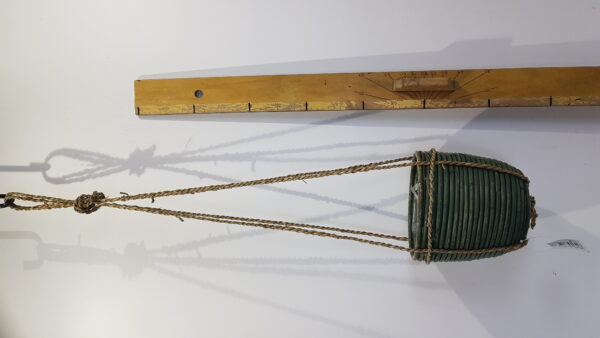 hanging pot stripe green d18h16cm