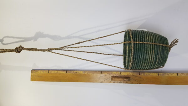 hanging pot stripe green d20h19cm