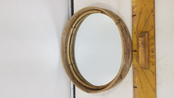 Stripe mirror rattan grey d30h5cm