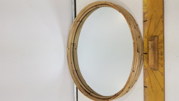Stripe mirror rattan grey d40h5cm