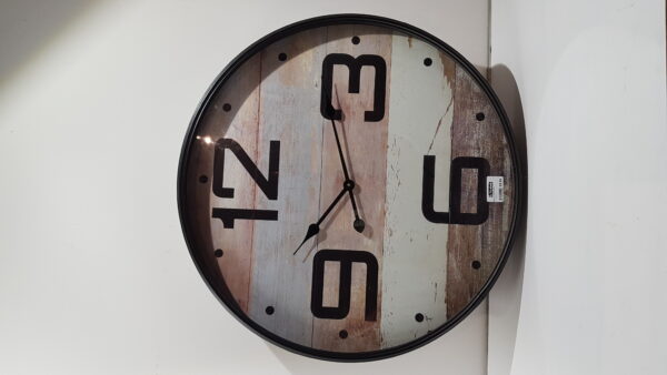 wandklok metaal hout dessin