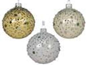 kerstbal glas 3col ass dia8cm - assortie