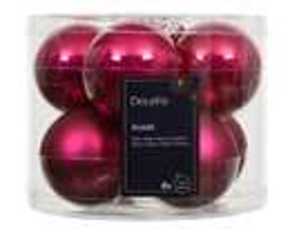 kerstbal glas d7cm pink 8st