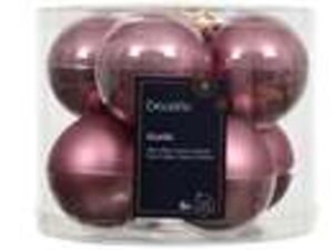 kerstbal glas d7cm vintage roze 8st