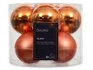kerstbal glas d7cm warm orange 8st