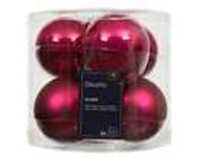 kerstbal glas d8cm pink 6st