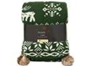 plaid pompons l170b130cm groen