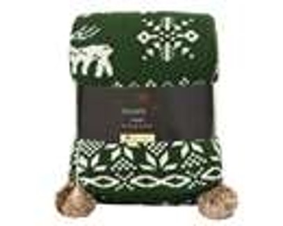 plaid pompons l170b130cm groen